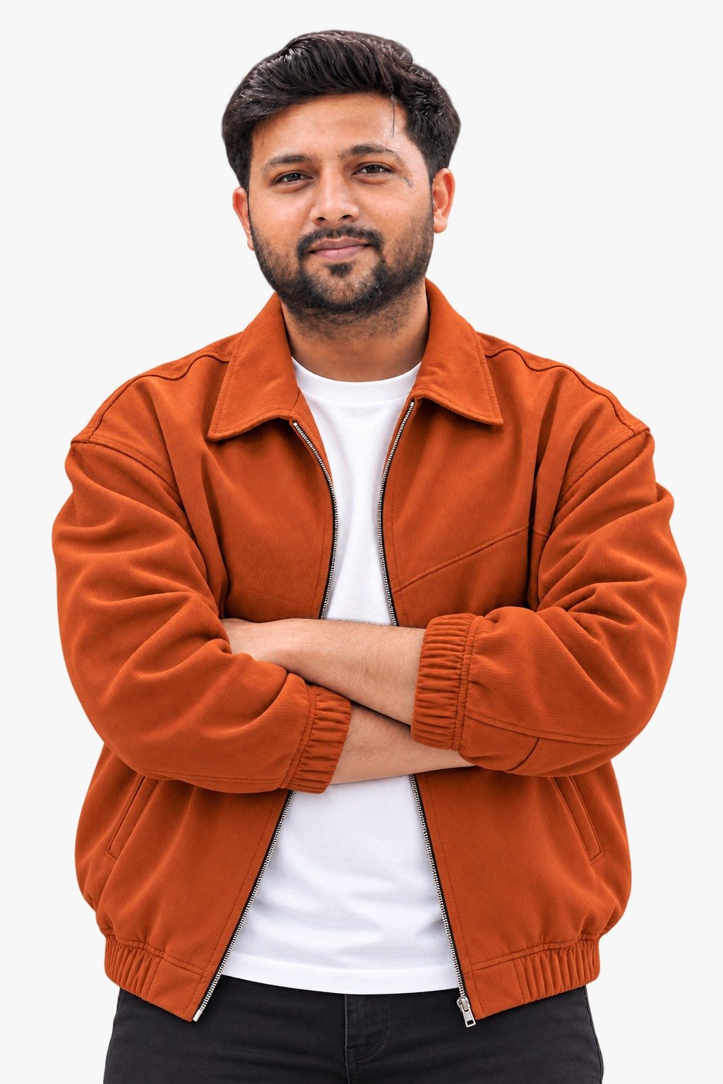 Rahul Barot, founder of MDMI, wearing an orange jacket
